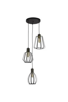 Searchlight Senator 24903-3BK zwarte hanglamp met antiek bronzen fittingen
