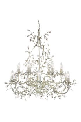 Searchlight Almandite 24912-12CR goud crèmekleurige kroonluchter met kristal
