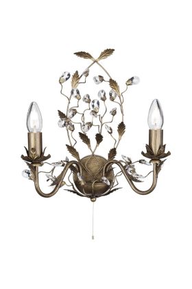 Searchlight Almandite 2492-2BR goudbruine wandlamp met kristal