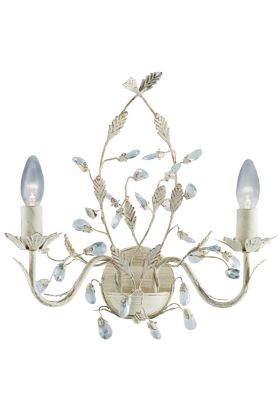 Searchlight Almandite 2492-2CR goud crèmekleurige wandlamp met kristal