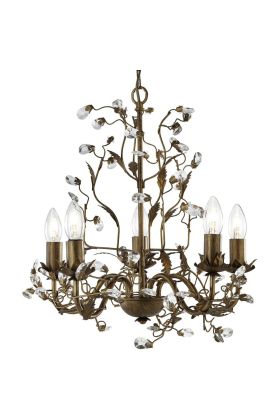Searchlight Almandite 2495-5BR goudbruine kroonluchter met kristal