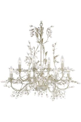 Searchlight Almandite 2498-8CR goud crèmekleurige kroonluchter met kristal