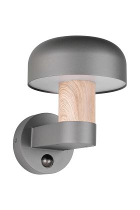 Trio Fraser 262569135 antraciet wandlamp met hout imitatie