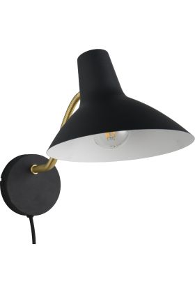 Trio Traveller 263470180 zwart met goudkleurige wandlamp