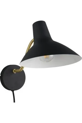 Trio Traveller 263470180 zwart met goudkleurige wandlamp