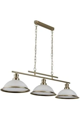 Searchlight Bistro 2683-3AB antiek bronzen hanglamp met albast glas