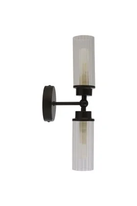 Searchlight Imperial 29982BK zwarte badkamerlamp met ribbelglas