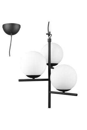 Trio Pure 302000332 mat zwarte hanglamp met opaal glas