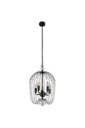 Searchlight Shower 30216-5BK zwarte kroonluchter met kristalglas