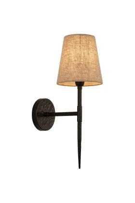 Searchlight Gothic 30690-1BK landelijke wandlamp met linnen kap
