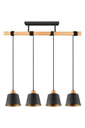 Trio Harris 312700432 mat zwarte hanglamp met hout