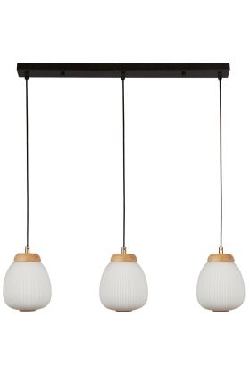 Searchlight Ella 31411-3NA opaal geribbeld glazen hanglamp