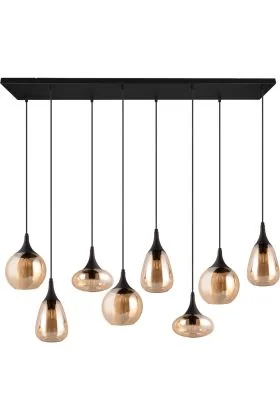 Trio Lumina 317000813 zwarte hanglamp met amber glas