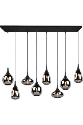 Trio Lumina 317000832 mat zwarte hanglamp met verchroomd glas
