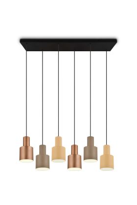 Trio Agudo 319400617 metalen hanglamp met zes kappen