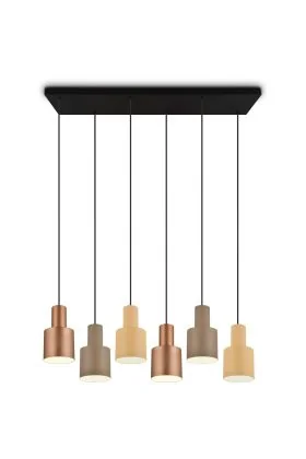 Trio Agudo 319400617 metalen hanglamp met zes kappen