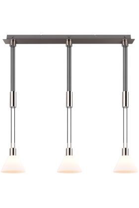 Trio Stanley 319500307 staal kleurige hanglamp met drie trekpendels