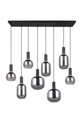 Trio Diva 319800832 zwarte hanglamp met chroom verdampt glas