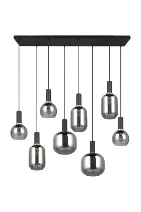 Trio Diva 319800832 zwarte hanglamp met chroom verdampt glas