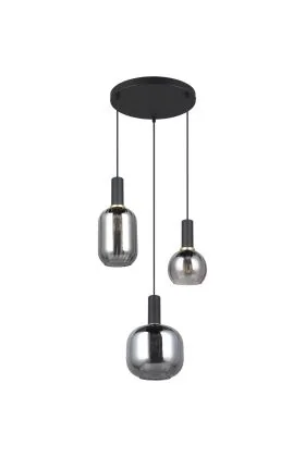 Trio Diva 319830332 zwarte hanglamp met chroom verdampt glas