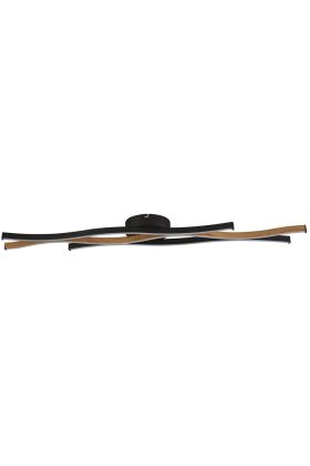 Searchlight Bloom 32103-1BK zwart met houtkleurige plafondlamp