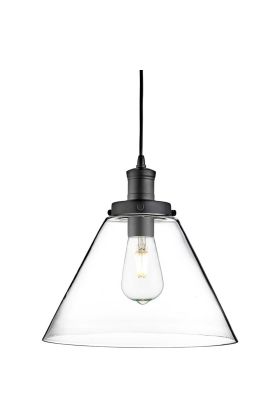 Searchlight Pyramid 3228BK zwarte hanglamp met helder glas