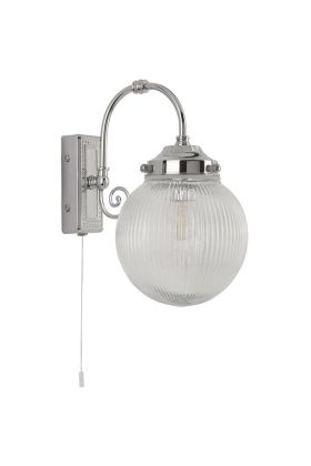 Searchlight Belvue 3259CC chromen badkamer wandlamp met geribbeld glas