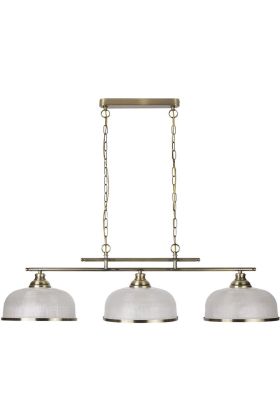 Searchlight Bistro 3593-3AB antiek bronzen hanglamp met holofoon glas