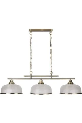 Searchlight Bistro 3593-3AB antiek bronzen hanglamp met holofoon glas