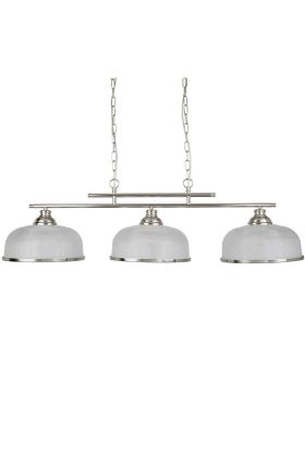 Hanglamp Bistro 3593-3SS staal kleurige hanglamp met holofaan glas