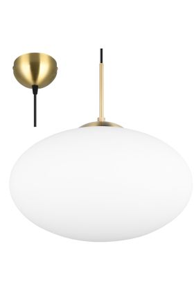 Trio Fomento 363190108 mat messing hanglamp met wit glas