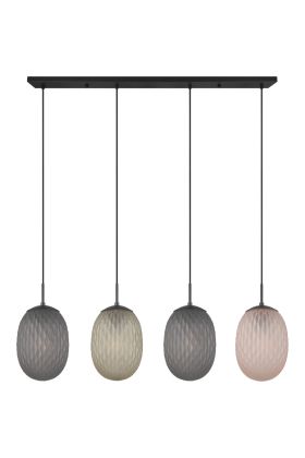 Trio Facette 364200417 amber, groen en rookglazen hanglamp