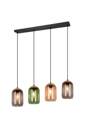 Trio Cork 364600417 amber, groen en rookglazen hanglamp