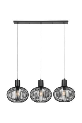 Trio Gila 365700332 zwarte hanglamp met drie kappen