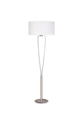 Trio Paris 400200107 staal kleurige vloerlamp met wit textiel