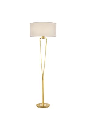 Trio Paris 400200108 messing vloerlamp met wit textiel