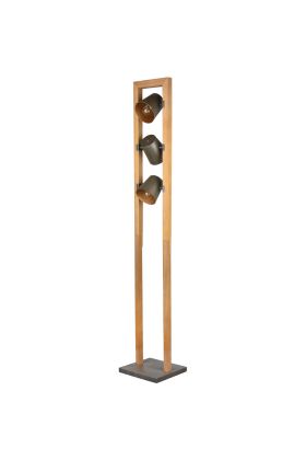 Trio Bell 401900367 antiek stalen vloerlamp met hout