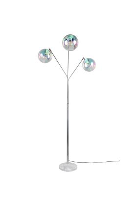Trio Paxton 416900306 chromen vloerlamp met iriserend glas