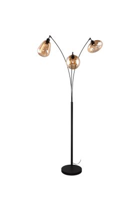 Trio Lumina 417000313 vloerlamp met drie amber glazen kappen