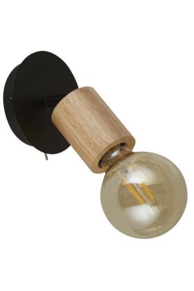 Searchlight Spinny 50211-1NA zwarte spot met houten fitting