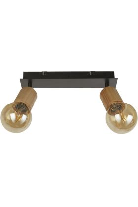 Searchlight Spinny 50211-2NA zwarte spot met houten fittingen