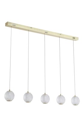 Searchlight Allure 51485-5SB messing hanglamp met acryl bollen