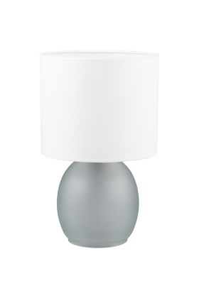 Trio Vela 517900111 grijs glazen tafellamp met witte kap