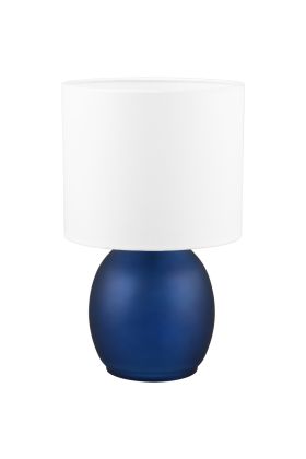 Trio Vela 517900112 blauw glazen tafellamp met witte kap