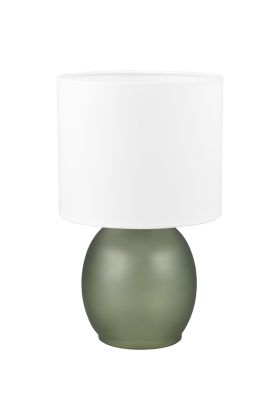 Trio Vela 517900115 groen glazen tafellamp met witte kap