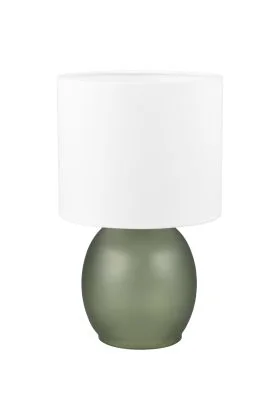 Trio Vela 517900115 groen glazen tafellamp met witte kap