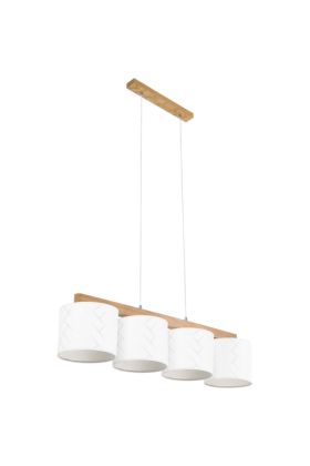 Britop Punto 524910404 eikenhouten hanglamp met wit kunststof kapjes