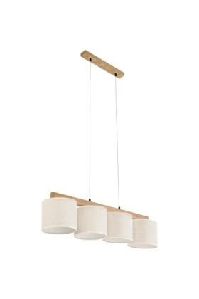 Britop Boho 529110404 eikenhouten hanglamp met linnen kappen