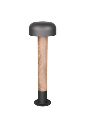Trio Fraser 562560135 antraciet sokkellamp met hout imitatie