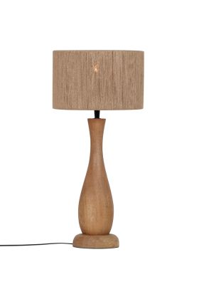 Trio Toba 567200130 houten tafellamp met kap van jute touw